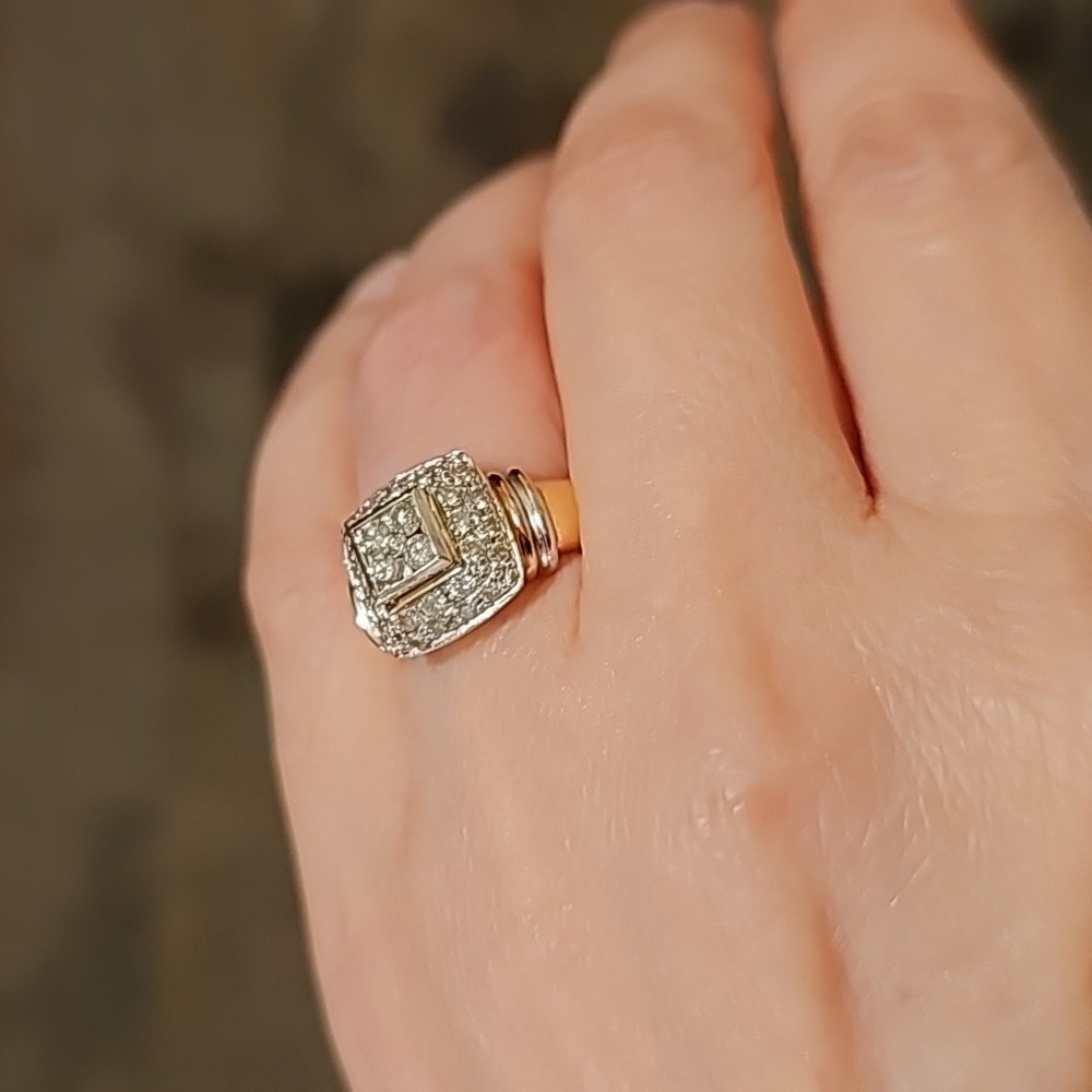 14k gold diamond princess cut ring - Picture 2 of 13